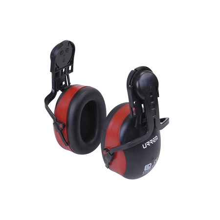 URREA Hard Hat Mounted Ear Muffs, 30 dB, Black/Red USO3